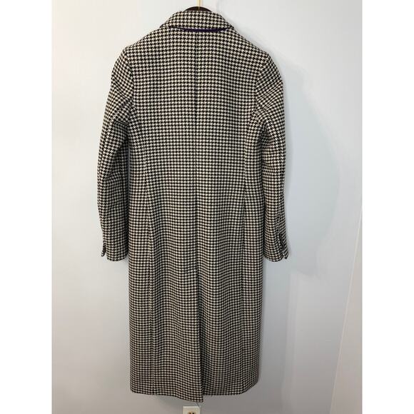 Banana Republic Double Breasted Houndstooth Coat Jacket Classic Black Cream XS - Picture 3 of 12